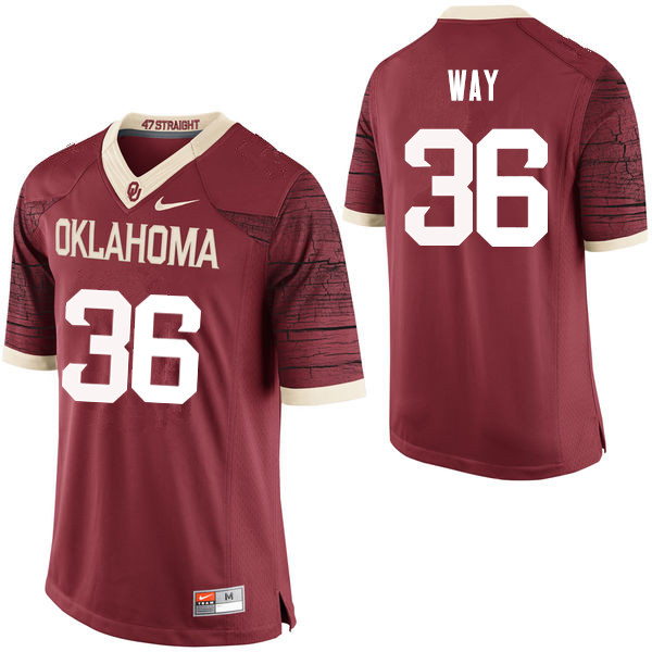 Men Oklahoma Sooners #36 Tress Way College Football Jerseys Limited-Crimson - Click Image to Close